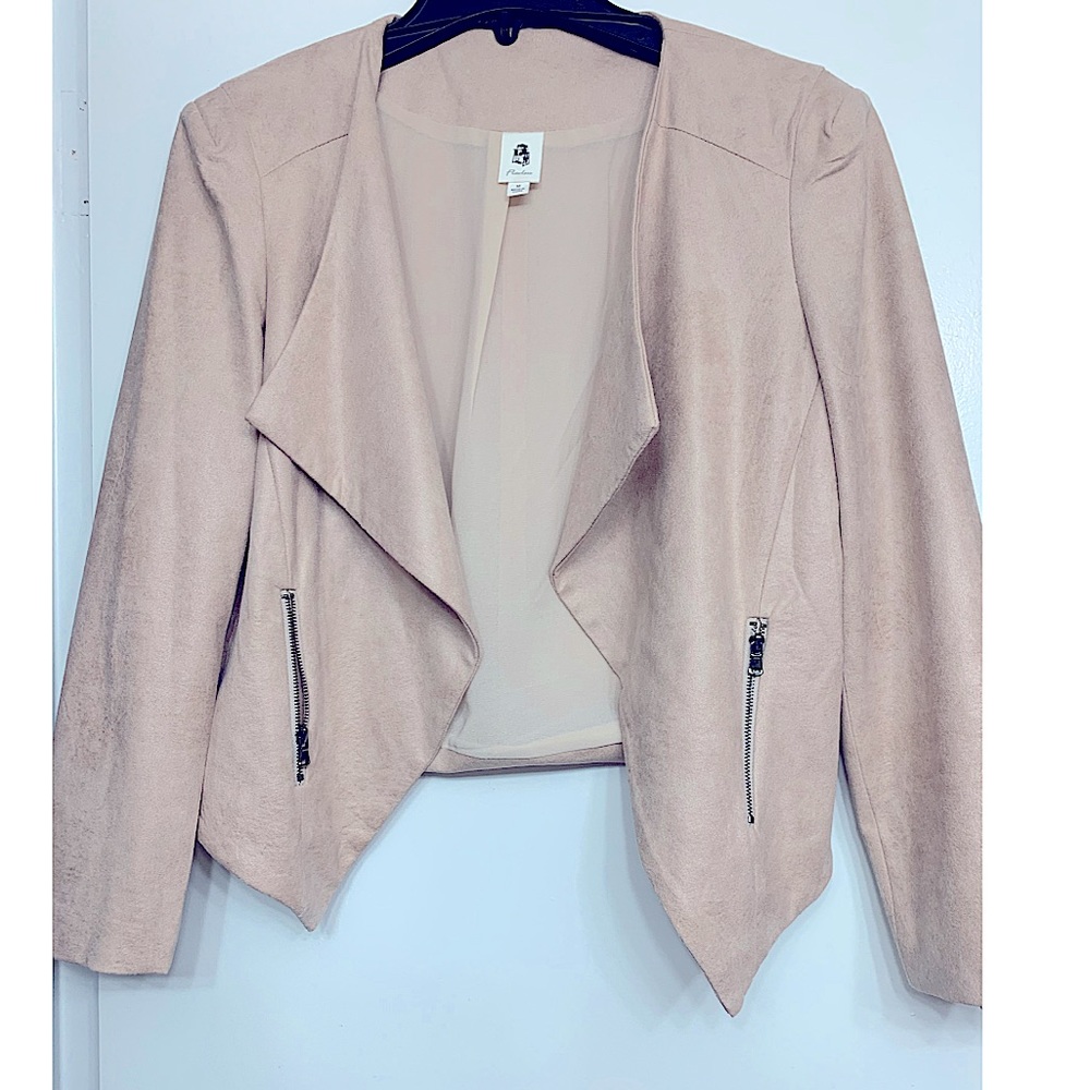 Boutique light pink suede motorcycle jacket